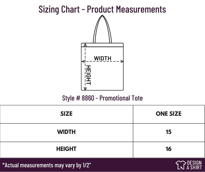 8860 - Liberty Bags Promotional Tote Size Chart