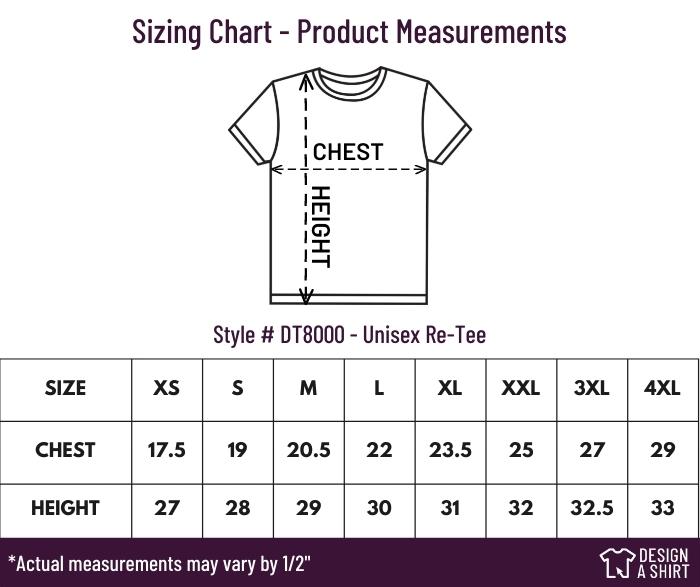 DT8000 - District Unisex Re-Tee Size Chart
