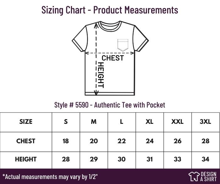 5590 - Hanes Authentic Tee with Pocket Size Chart