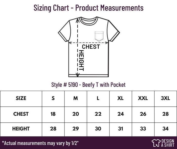 5190 - Hanes Beefy with Pocket Size Chart