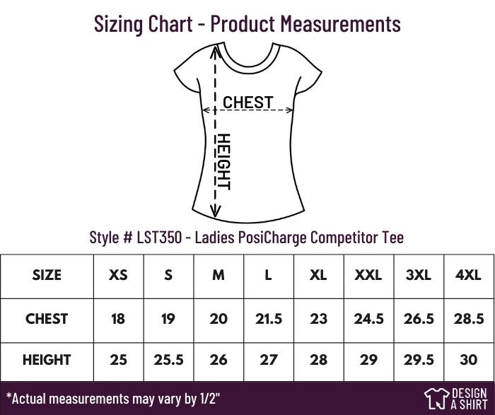 LST350 - Sport-Tek Ladies PosiCharge Competitor Tee Size Chart