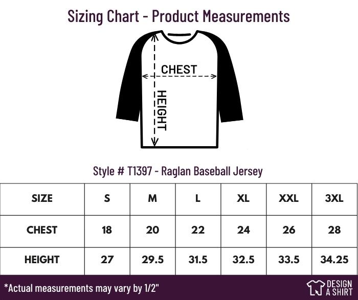 T1397 - Champion Raglan Baseball Jersey Size Chart