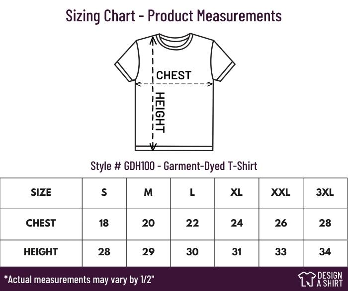 GDH100 - Hanes ComfortWash Garment-Dyed T-Shirt Size Chart