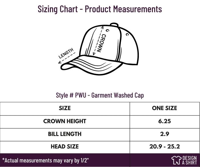 PWU - Port Authority Garment Washed Cap Size Chart