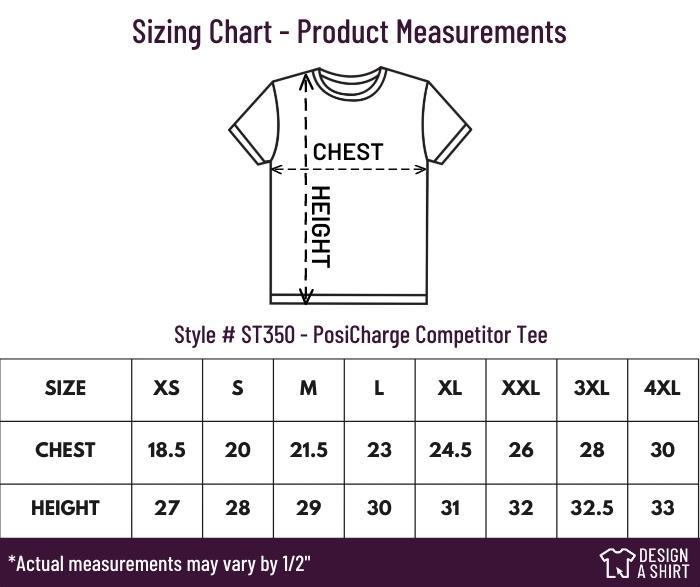 ST350 - Sport-Tek PosiCharge Competitor Tee Size Chart