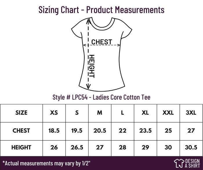 LPC54 - Port and Company Ladies Core Cotton Tee Size Chart