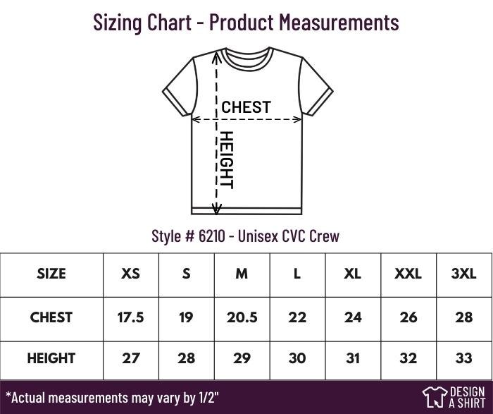 6210 - Next Level Unisex CVC Crew Size Chart