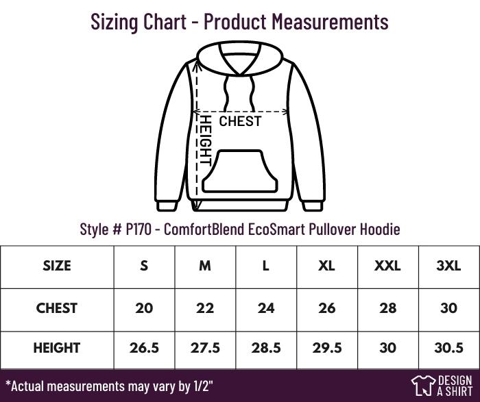 P170 - Hanes ComfortBlend EcoSmart Pullover Hoodie Size Chart