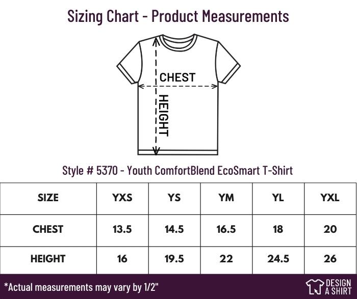 5370 - Hanes Youth ComfortBlend EcoSmart T-Shirt Size Chart