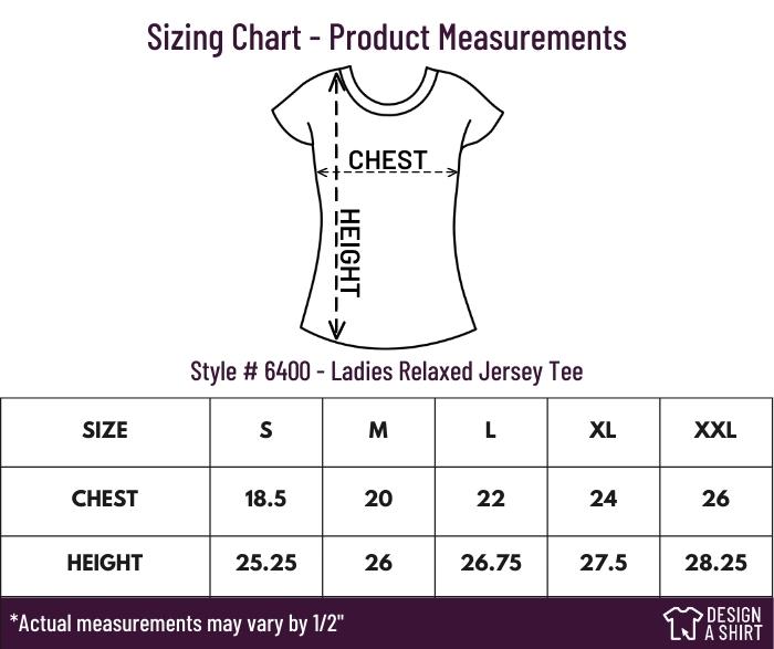6400 - Bella Canvas Ladies Relaxed Jersey Tee Size Chart