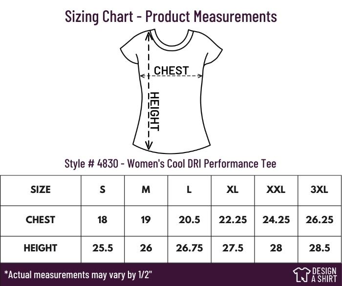 4830 - Hanes Women's Cool DRI Performance Tee Size Chart