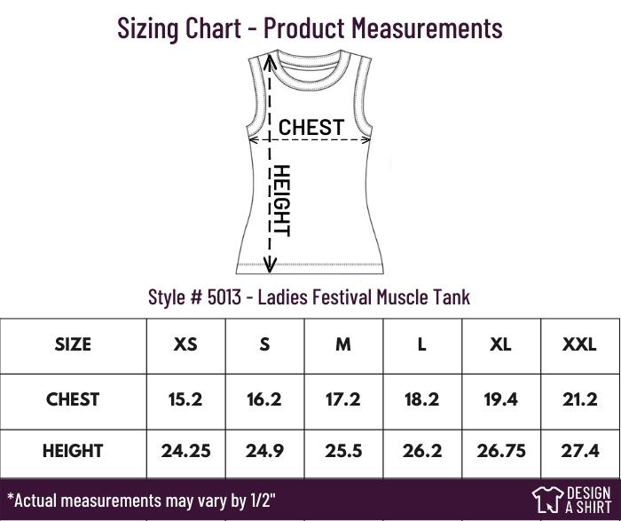 5013 - Next Level Ladies Festival Muscle Tank Size Chart