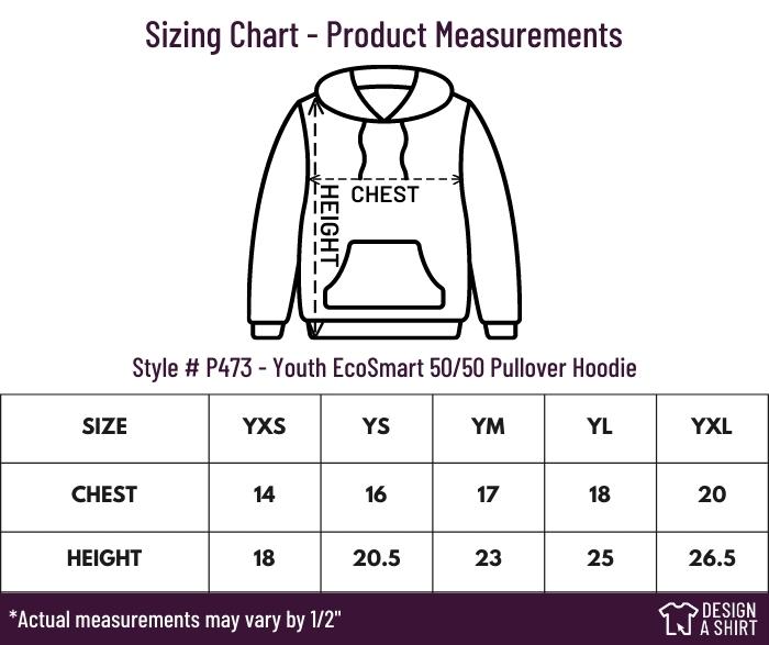 P473 - Hanes Youth ComfortBlend EcoSmart Pullover Hoodie Size Chart