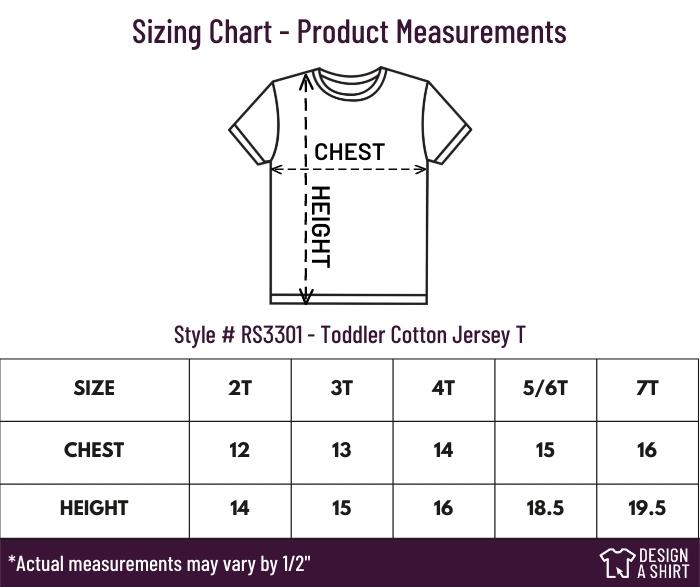 RS3301 - Rabbit Skins Toddler Tee Size Chart
