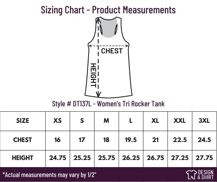 DT137L - District Made Ladies Perfect Tri Rocker Tank Size Chart